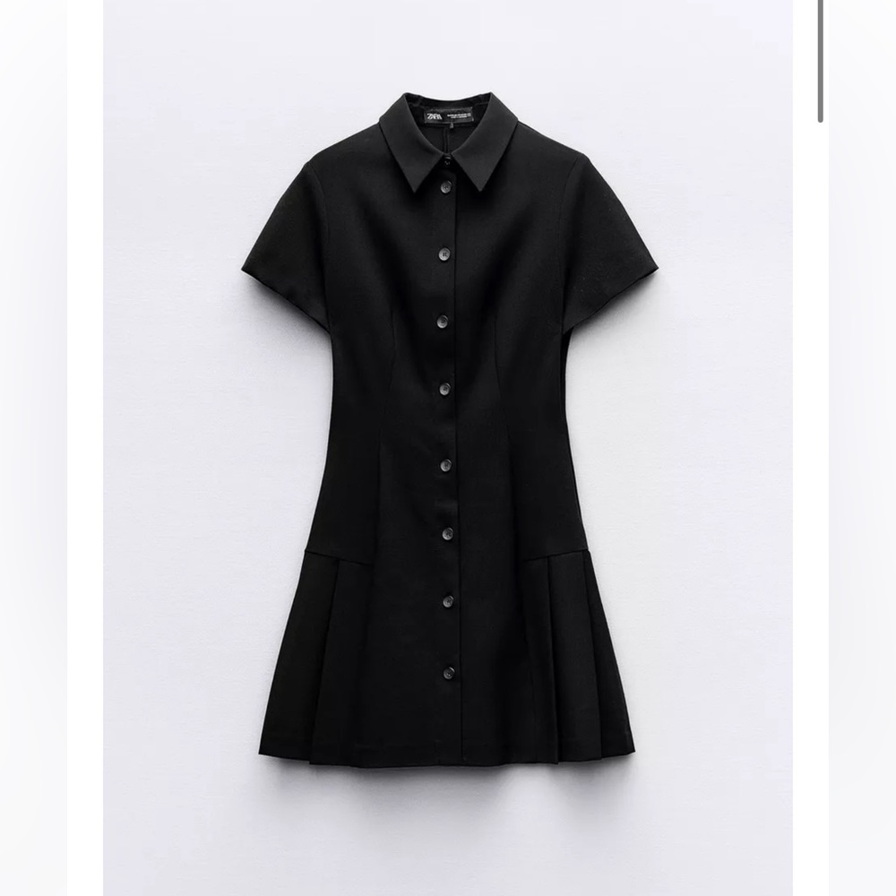 Zara Black Button-Down Shirt Dress